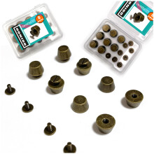 Honigo 8 Pack Bronzk Klinknagels Stud Handtas Portemonnee Voeten 1/2 inch Platte Kop Metaal Massief Messing Studs Schroef Achtervoeten 12mm Gesp Spik
