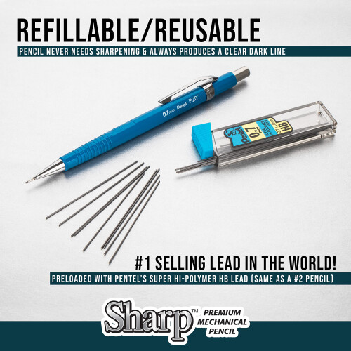 Pentel Pentel Sharp Druckbleistift (0,7 mm), blauer Schaft, 5er-Pack 2