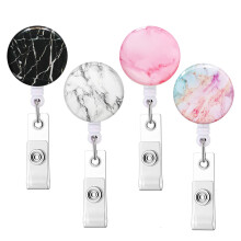 Udtr?kkelig badgeholder sygeplejem?rkehjul med krokodilleklemme S?d badgeklemme p? ID-kortholdere (marmor 4pack)