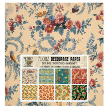 Pacote de papel para decoupage (24 folhas 6""""x6"""") Rococ Barroco Padres florais FLONZ Papel estilo vintage para decupagem e artesanato