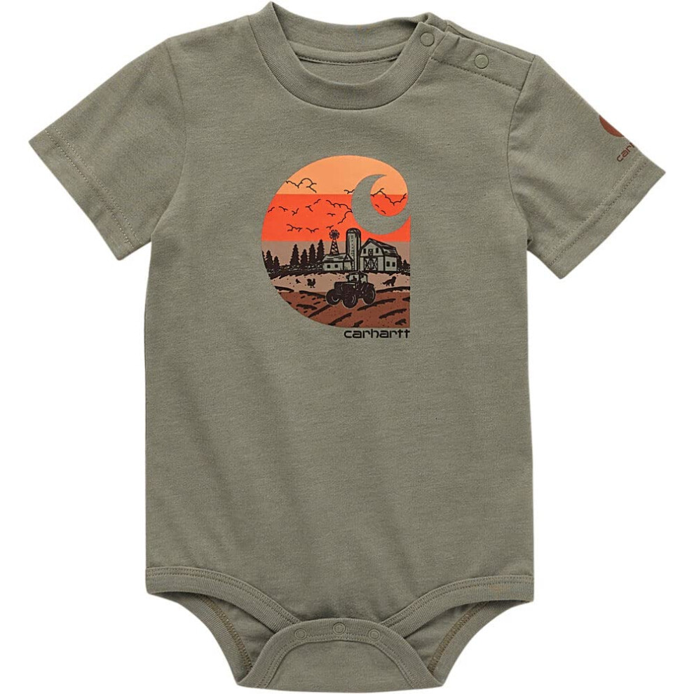 Carhartt Baby Boys Short-sleeve Graphic Bodysuit And Toddler T-Shirt Set  Jade Heather Tractor  18 Months US
