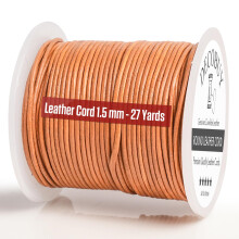 Lederband zur Schmuckherstellung, rund, 1,5 mm, Seil, 27 Yards, zum Basteln, Flechten von Halsketten     Used-Look, Sattel