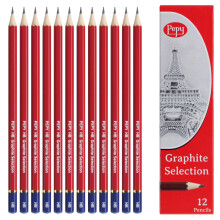 Pepy Graphite professionele tekenpotloden - Set van 12 HB voorgeslepen zwarte potloodpotloden; Perfect voor het tekenen, schetsen en arceren van graf