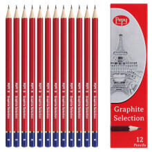 Pepy Graphite professionele tekenpotloden - Set van 12 B voorgeslepen zwarte potloodpotloden; Perfect voor het tekenen, schetsen en arceren van grafi