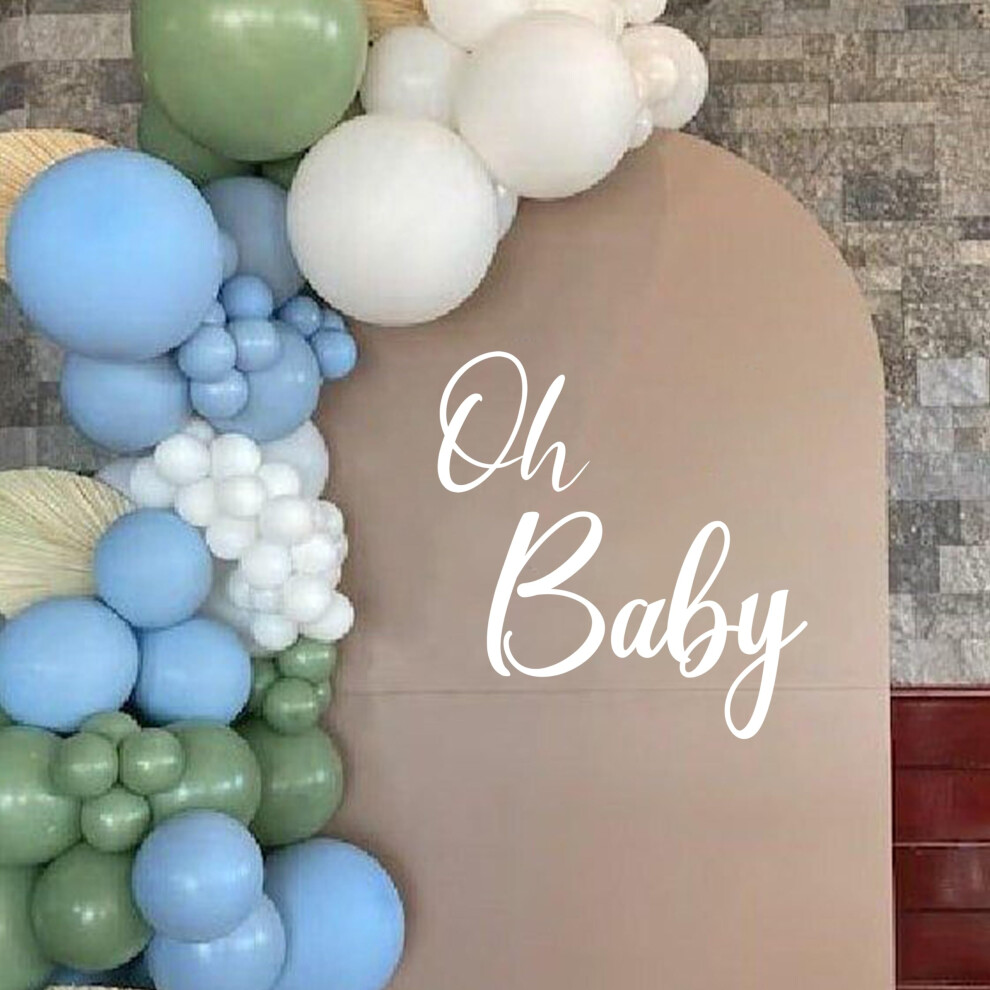 Oh Baby Baby Shower Decal - Baby Shower Party Decorations Gender Reveal Party Supplies Oh Baby Themed Balloon Arch Decal ( Baby Decal) White Muweol