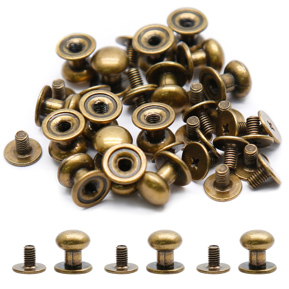 Kyuionty 36 Sets Chicago Screws Round Phillips Head Button Stud Screws 8Mm Leather Craft Belt Nail Rivet For Diy Craft Leather Craft Repairs Decorati 772324595196