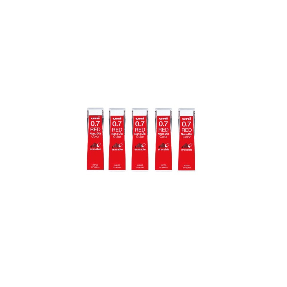 Uni NanoDia Color Mechanical Pencil Leads 0.7mm Red  5 Pack/total 100 Leads Value Set