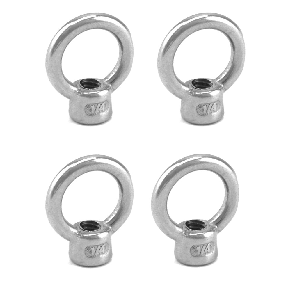 QWORK Lifting Eye Nut  4 Pack  1/4"""" UNC Marine Grade Stainless Steel 316-image-OPC-PGSN58T-NEW