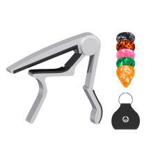 Capo para Guitarra, Capo para Guitarra Acústica 6 e 12 Cordas, Capo Metálico com Suporte para Palheta e 5 Palhetas
