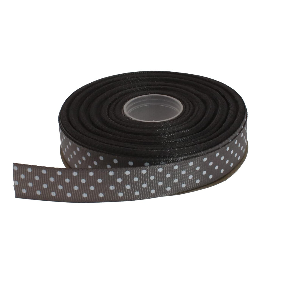 Ruban Gros-Grain Pois Dxeud, 25 M Tres Par Rouleau, 100 % Polyester (5/8"""" Gris)-image