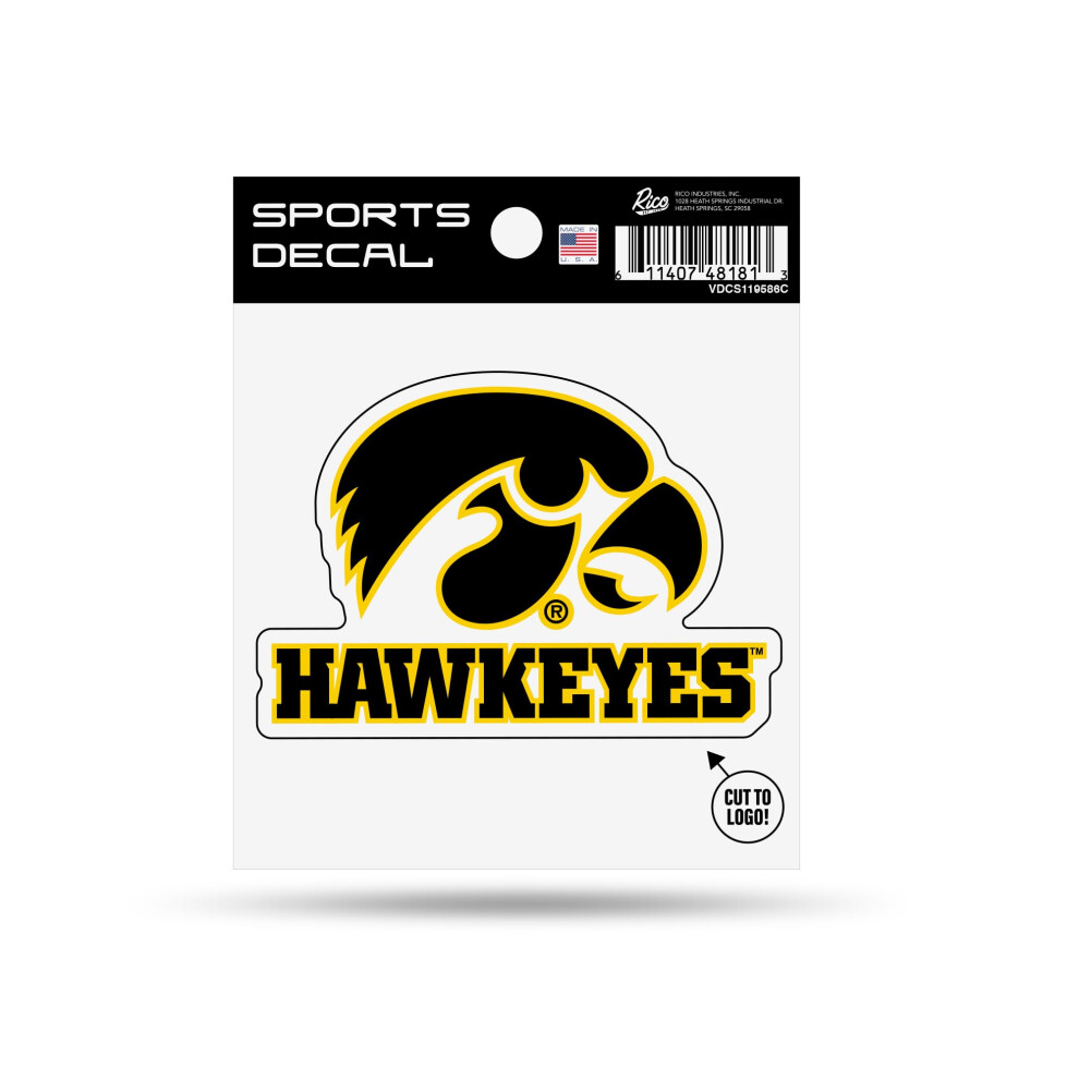 Rico Industries Ncaa Iowa Hawkeyes Primary Logo With Wordmark 4"""" X 4"""" Sports Decal 611407396285