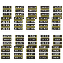 Aolamegs Ammo Can Vinyl Sticker Set Decal Label voor blikjes gevallen dozen .22 .223 .308 9MM .380 .45 5.56 7.62 12GA 300BLK Zwart (80 Pack / 10 vari