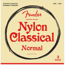 Fender Nylon Acoustic Strings 100 Clear/Silver Tie End .028-.043 3-Pack