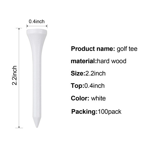 Crestgolf Wood Golf Tees 2-1/8 inch, 100 stuks (wit) 1