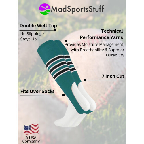 MadSportsStuff Baseball Stirrups Pattern D (Teal/Black/White  Medium) 1