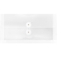 Envelopes de plstico JAM PAPER com boto e fecho de cordo - Livreto comercial n 10 - 5 1/4 x 10 - Transparente - 3/pacote