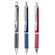 Pentel Energel Alloy Retractable Liquid Gel Pen (0.7mm) Medium Line Black Barrel Blue Barrel Red Barrel 3 Black Ink Pens