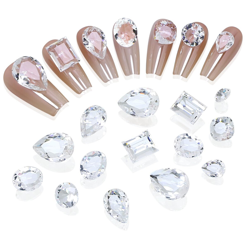 Dongzhou, Strass Trasparenti Per Unghie Di Grandi Dimensioni, Forme Miste, Grandi, Per Nail Art, Ciondoli Per Unghie, Pietre Preziose A Punta, Di-image
