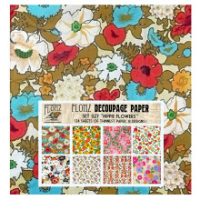 Decoupage-Papierpaket (24 Bl   tter 6""x6"""") Hippie-Blumen FLONZ Vintage-Papier f   r Decoupage und Basteln