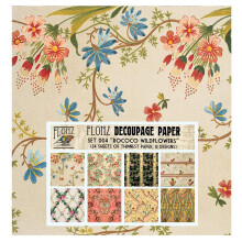 Pacote de papel para decoupage (24 folhas 6""""x6"""") Flores rococ barrocas FLONZ Papel estilo vintage para decupagem e artesanato