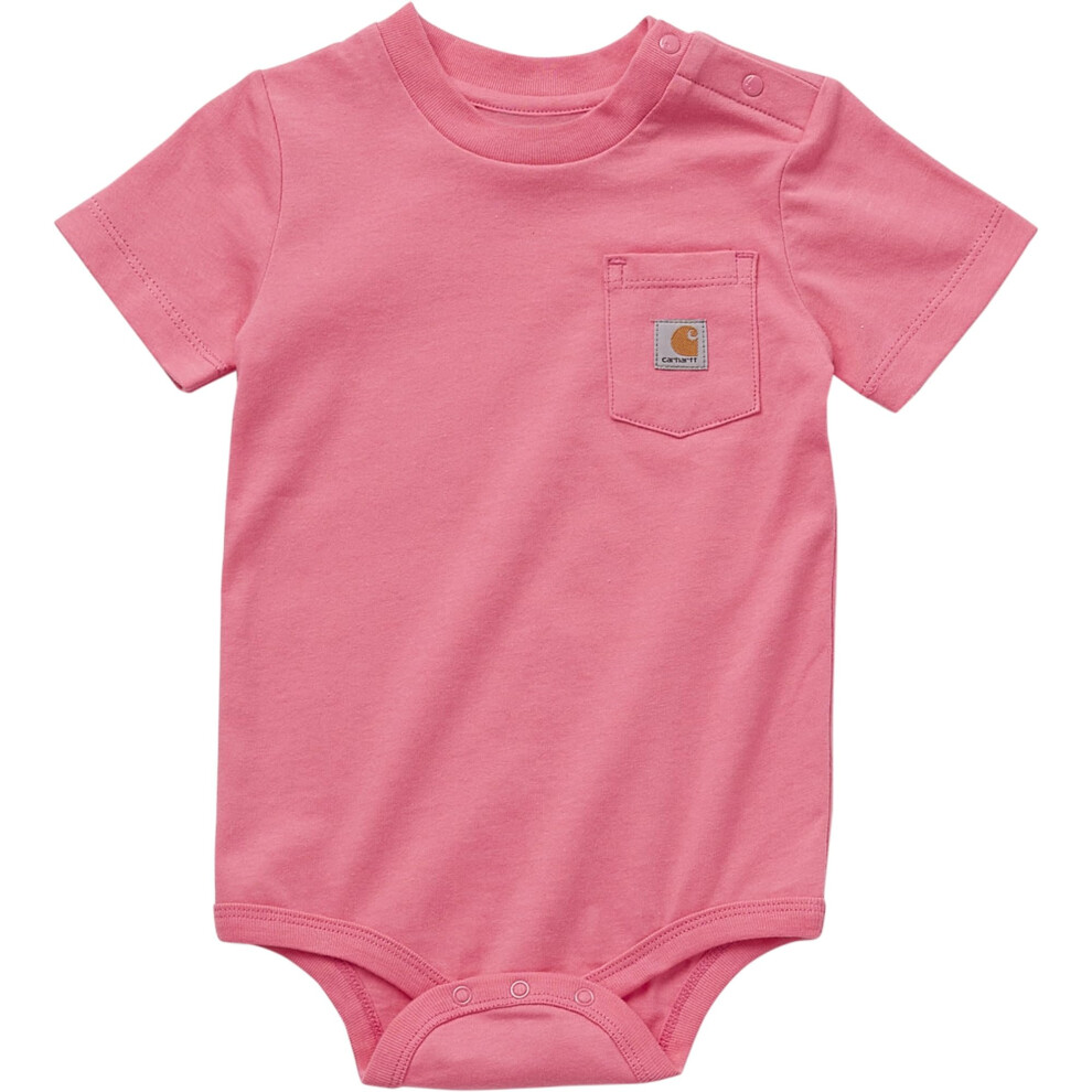 Carhartt Baby Short-Sleeve Pocket Bodysuit  Bright Pink Lemonade  6M