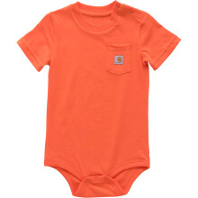 Carhartt Baby Korte Mouw Pocket Romper, Grenadine Oranje, 6M
