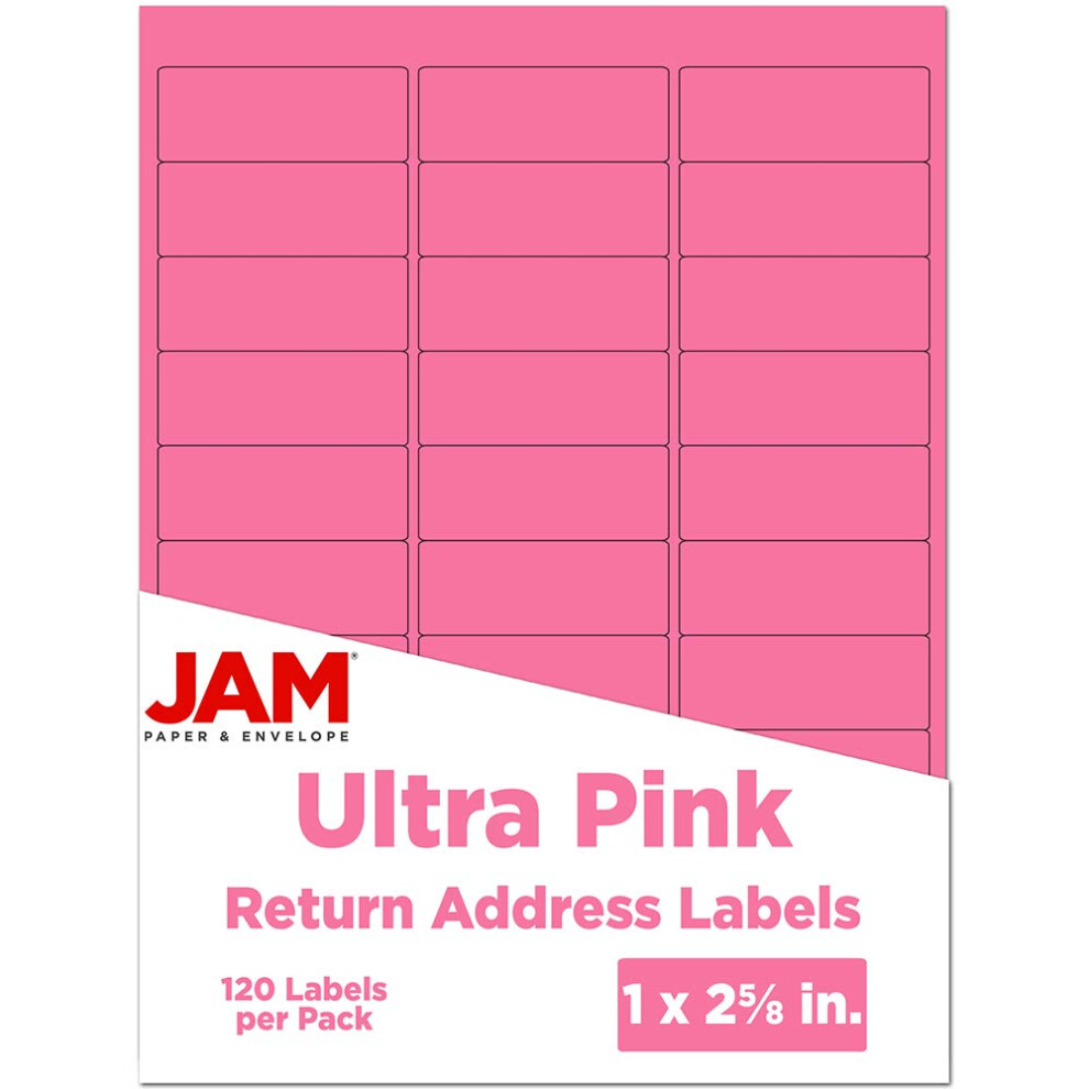 Tiquettes D'adresse De Retour Sur Papier De Jam - Envoi Standard - 1 X 2 5/8 - Ultra Pink - 120 Tiquettes D'exp Dition / Pack-image