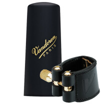 Legatura in pelle Vandoren LC26P e cappuccio in plastica per sassofono soprano con 3 piastre di pressione intercambiabili