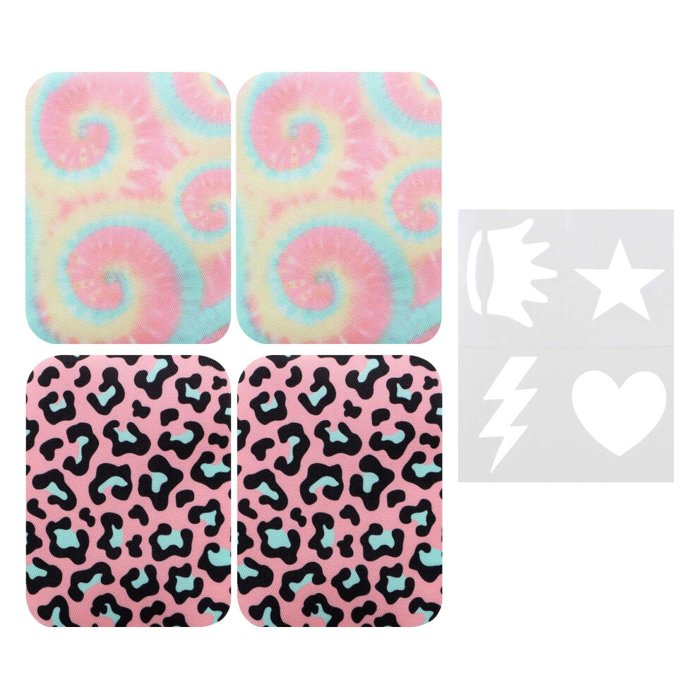 SINGER Fabric Iron-On Patches Tie Dye Set with Stencil  Set of 4