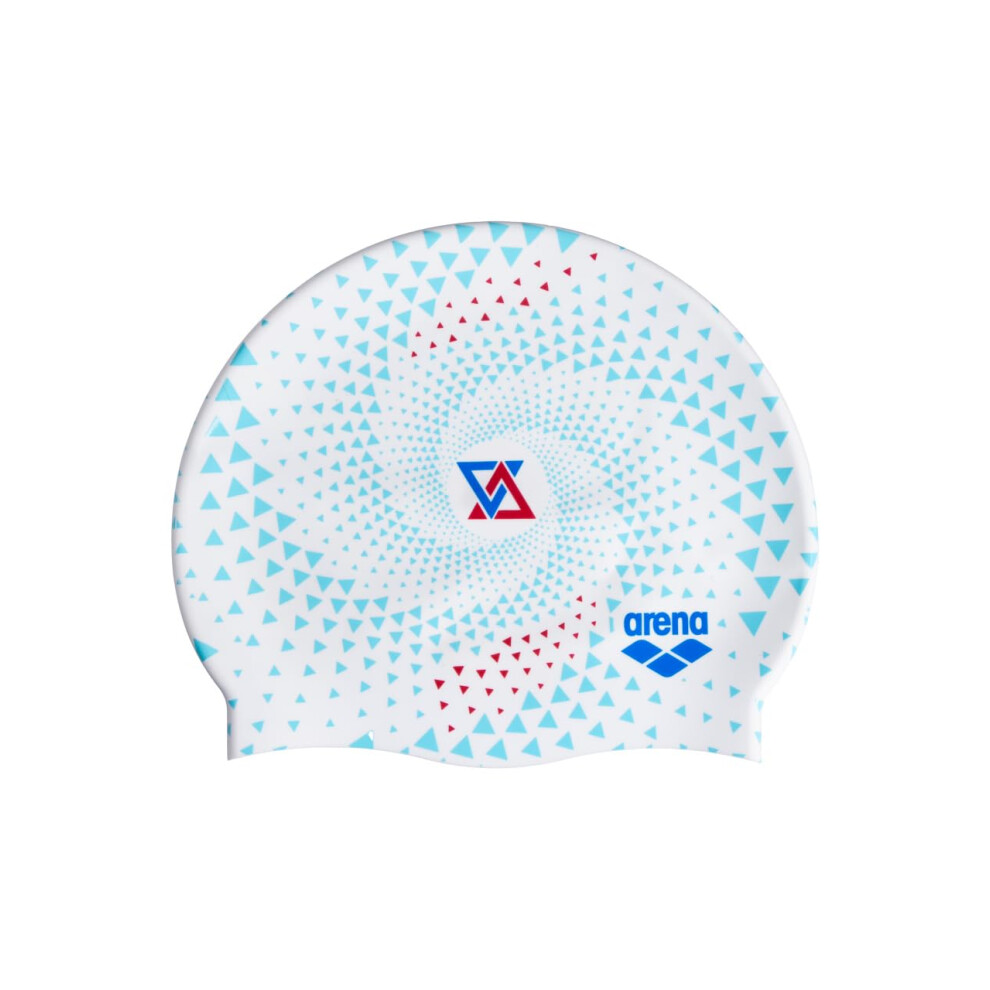 Arena Print 2 Unisex Silicone Swim Cap for Adults  Women and Men Intensive Training Comfortable Non-Slip Long Hair Swimming Hat  Fireflow/White