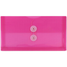 Envelopes de plstico JAM PAPER com boto e fecho de cordo - Livreto comercial n 10 - 5 1/4 x 10 - Rosa fcsia - 3/pacote