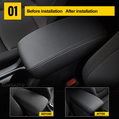 AOMSAZTO Armrest Covers for Corolla 2014-2019 Black Console Cushion for Corolla 1