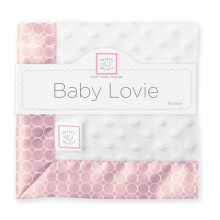 Swaddledesigns Baby Lovie Small Security Tæppe Plush Dots med satin trim hvide mini modcirkler på pastelrosa 14 x 14 tommer (36 x 36 cm)