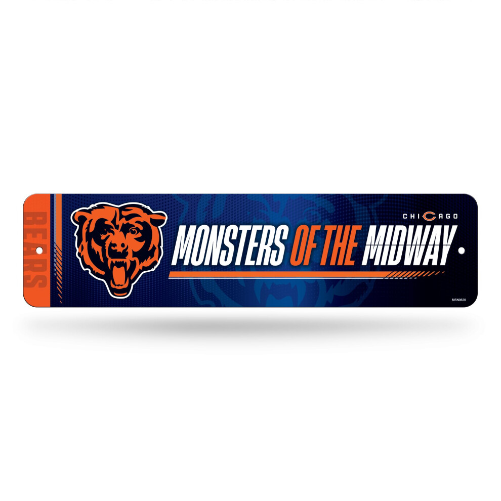 Rico Industries Nfl Football Chicago Bears Metal Street Sign 4"""" X 15"""" Home D?Cor - Bedroom - Office - Man Cave