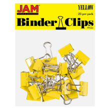 JAM PAPER Kleurrijke Binderclips - Klein - 19 mm - Gele Binderclips - 25/Verpakking