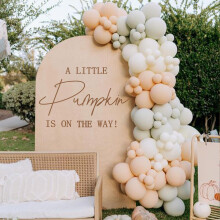 MUWEOL A Little Pumpkin is On the Way Decal - Halloween Pumpkin Party Dekorcik A Little Pumpkin is Her Way Baby Shower Decor (Pumpkin Decal)