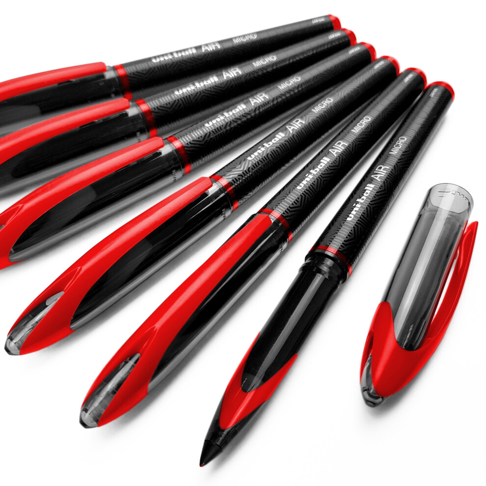 Uni-Ball Air Micro - 0.5Mm Fine Rollerball - Pack Of 6 - Uba-188-M Red