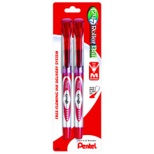Pentel 24/7 Roller Ball Pen  Medium Line  Red Ink  2 Pack (BLD97BP2B)