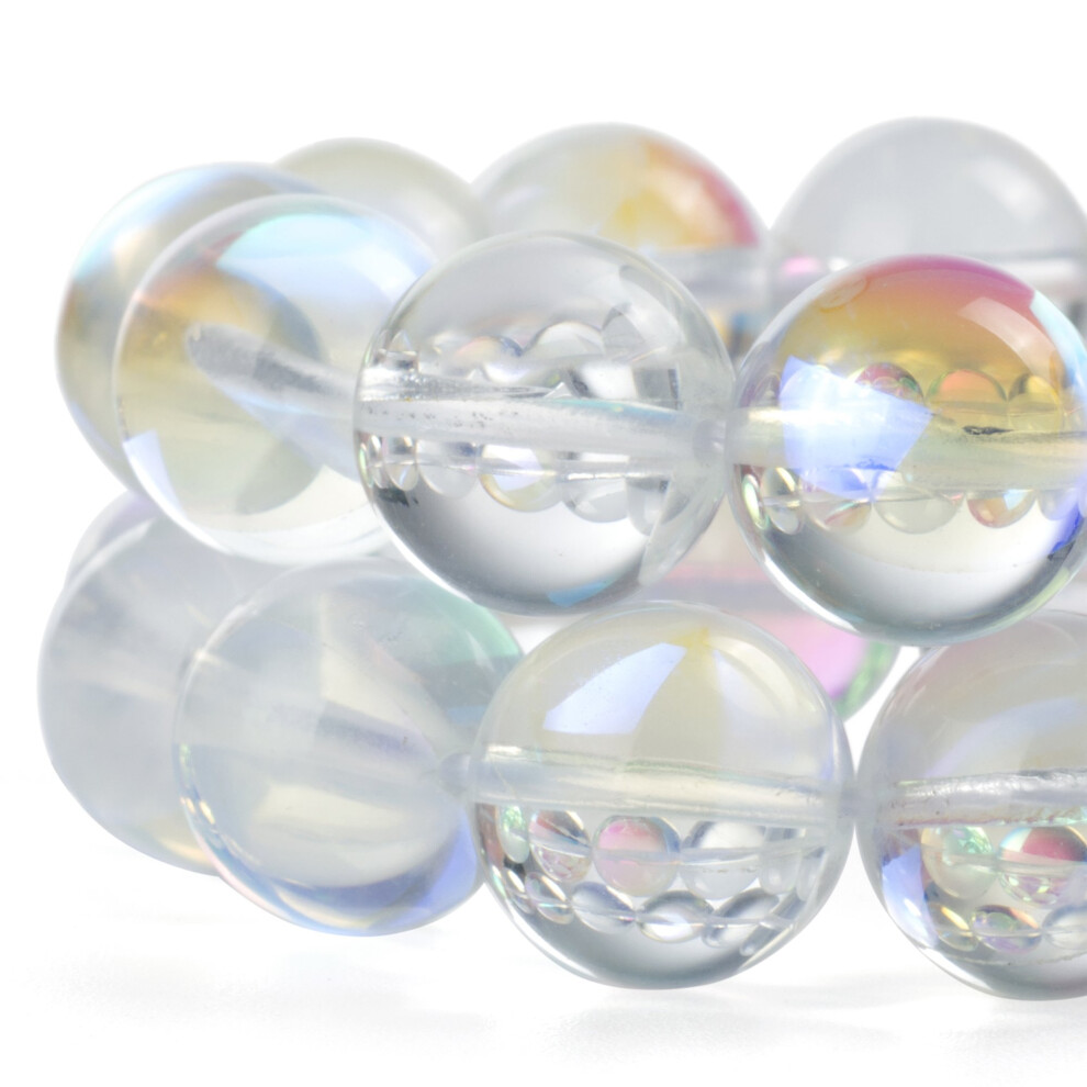 Perles Rondes En Cristal De Pierre De Lune Rubyca, Iris Es, Pour La Fabrication De Bijoux (1 Fil, 6 Mm, Blanc)-image