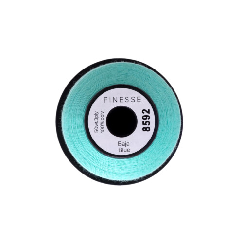 Finesse Thread Solid Colors | 100% Polyester  3ply  50wt | Thread Cones | 100% Polyester Thread for Quilting and Sewing (Baja Blue  1 100 Yards) 1