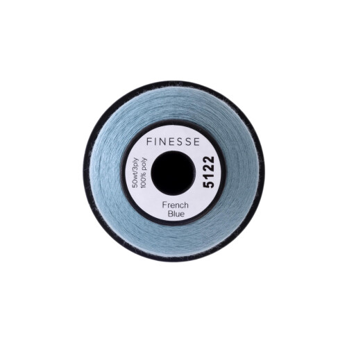 Finesse Thread Solid Colors | 100% Polyester  3ply  50wt | Thread Cones | 100% Polyester Thread for Quilting and Sewing (French Blue  1 100 Yards 1