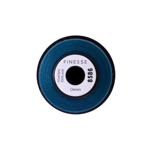 Finesse Thread Solid Colors | 100% Polyester  3ply  50wt | Thread Cones | 100% Polyester Thread for Quilting and Sewing (Denim  1 100 Yards) 1