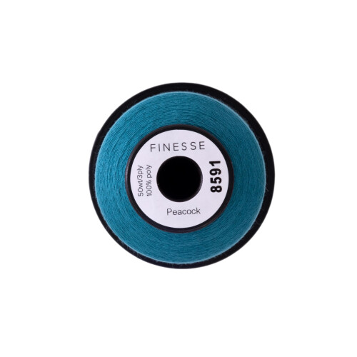 Finesse Thread Solid Colors | 100% Polyester  3ply  50wt | Thread Cones | 100% Polyester Thread for Quilting and Sewing (Peacock  1 100 Yards) 1