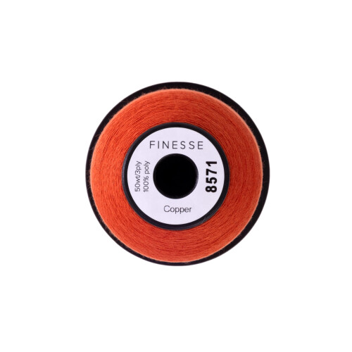 Finesse Thread Solid Colors | 100% Polyester  3ply  50wt | Thread Cones | 100% Polyester Thread for Quilting and Sewing (Copper  1 100 Yards) 1