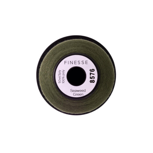 Finesse Thread Solid Colors | 100% Polyester  3ply  50wt | Thread Cones | 100% Polyester Thread for Quilting and Sewing (Seaweed Green  1 100 Yards) 1