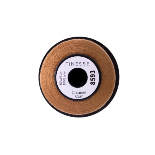 Finesse Thread Solid Colors | 100% Polyester  3ply  50wt | Thread Cones | 100% Polyester Thread for Quilting and Sewing (Caramel Corn  1 100 Yards) 1