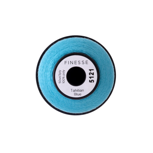 Finesse Thread Solid Colors | 100% Polyester  3ply  50wt | Thread Cones | 100% Polyester Thread for Quilting and Sewing (Tahitian Blue  1 100 Yards) 1