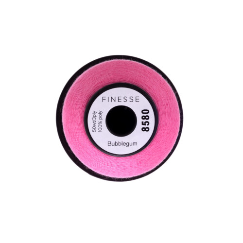 Finesse Thread Solid Colors | 100% Polyester  3ply  50wt | Thread Cones | 100% Polyester Thread for Quilting and Sewing (Bubblegum  1 100 Yards) 1