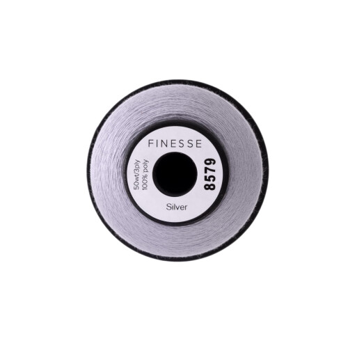 Finesse Thread Solid Colors | 100% Polyester  3ply  50wt | Thread Cones | 100% Polyester Thread for Quilting and Sewing (Silver  1 100 Yards) 1