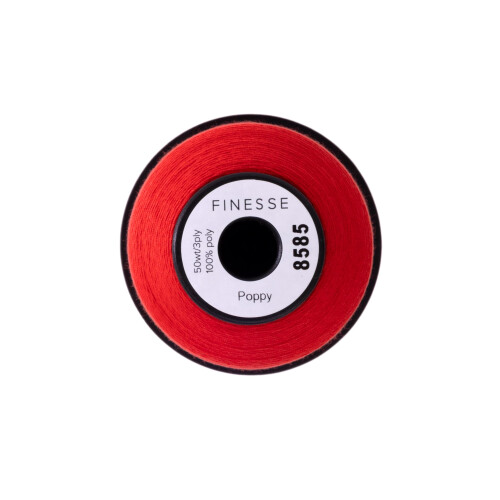 Finesse Thread Solid Colors | 100% Polyester  3ply  50wt | Thread Cones | 100% Polyester Thread for Quilting and Sewing (Poppy  1 100 Yards) 1
